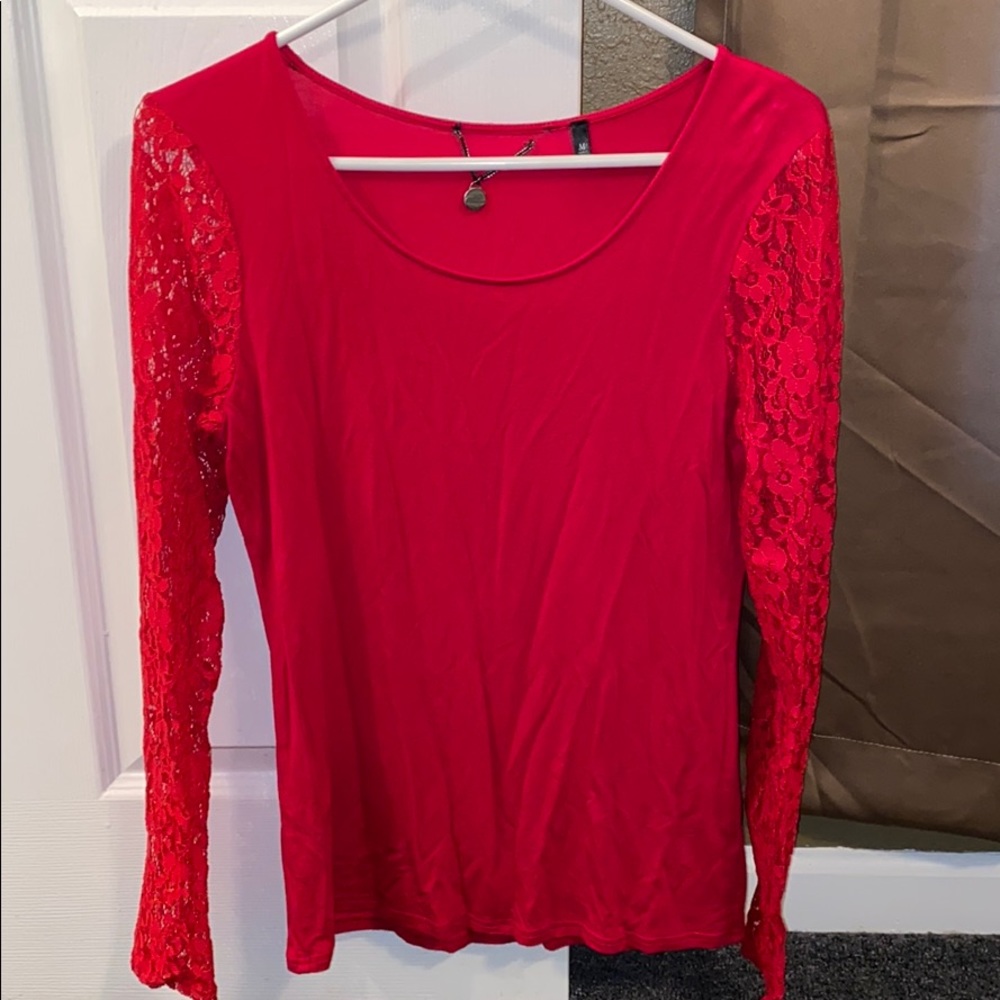 Red BKE lace long sleeve top